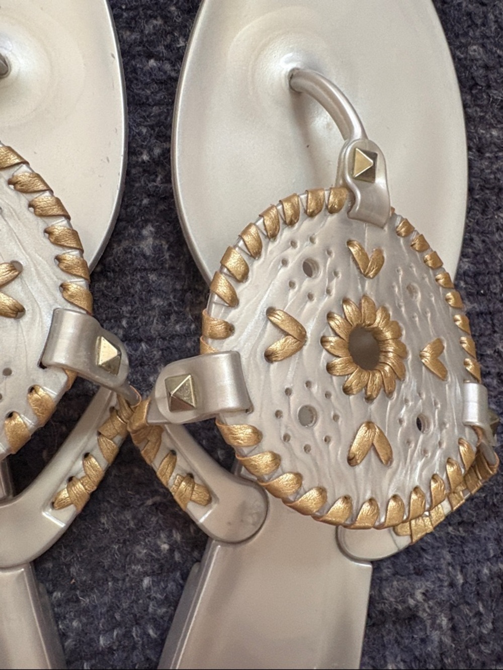Jack Rogers jelly Silver Sandals with Gold Accents - Picture 3 of 4